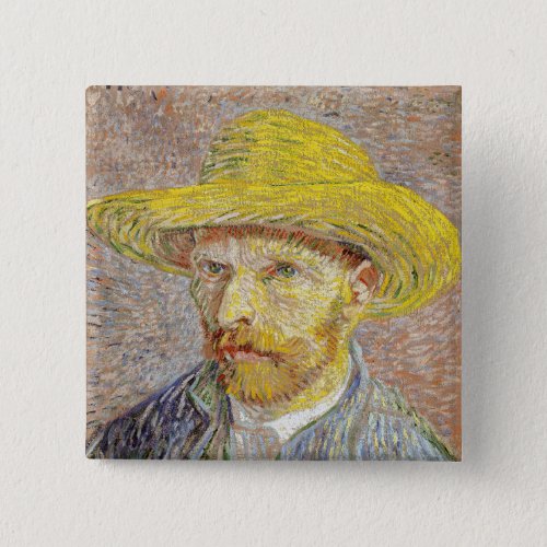 Vincent van Gogh _ Self_portrait with Straw Hat Button