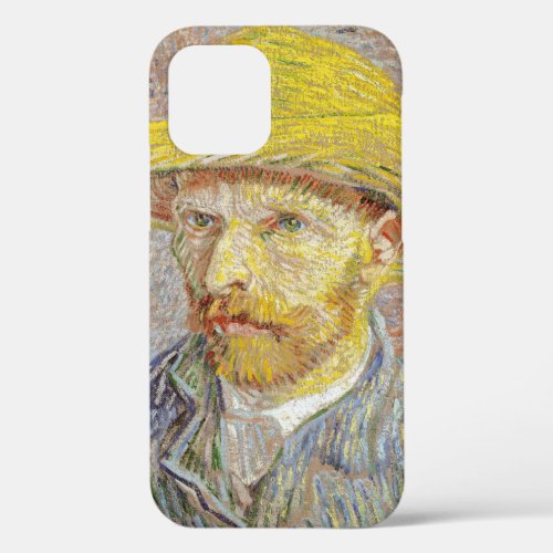 Vincent van Gogh _ Self_portrait with Straw Hat iPhone 12 Case