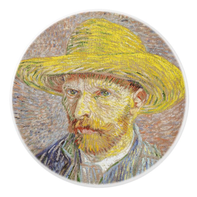Vincent van Gogh - Self-portrait with Straw Hat Ceramic Knob (Front)