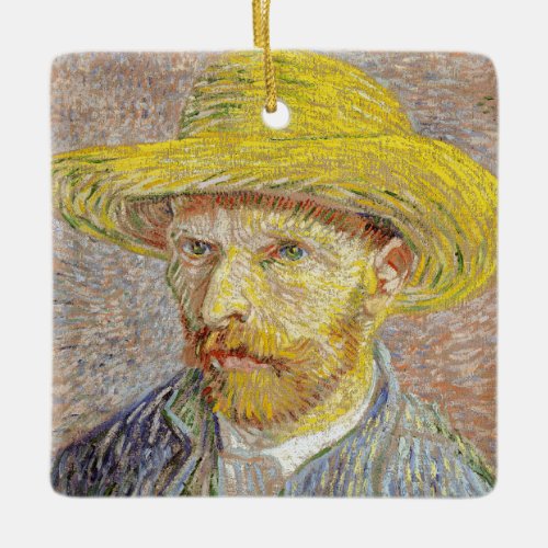 Vincent van Gogh _ Self_portrait with Straw Hat Ceramic Ornament