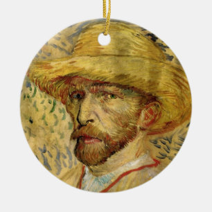 Vincent van Gogh Self Portrait with Straw Hat Ceramic Ornament