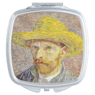 Vincent van Gogh - Self-portrait with Straw Hat Compact Mirror