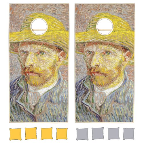 Vincent van Gogh _ Self_portrait with Straw Hat Cornhole Set