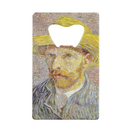 Vincent van Gogh _ Self_portrait with Straw Hat Credit Card Bottle Opener
