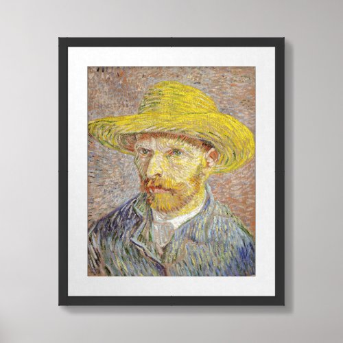 Vincent van Gogh _ Self_portrait with Straw Hat Framed Art