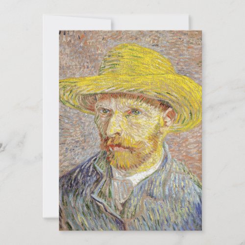 Vincent van Gogh _ Self_portrait with Straw Hat Invitation