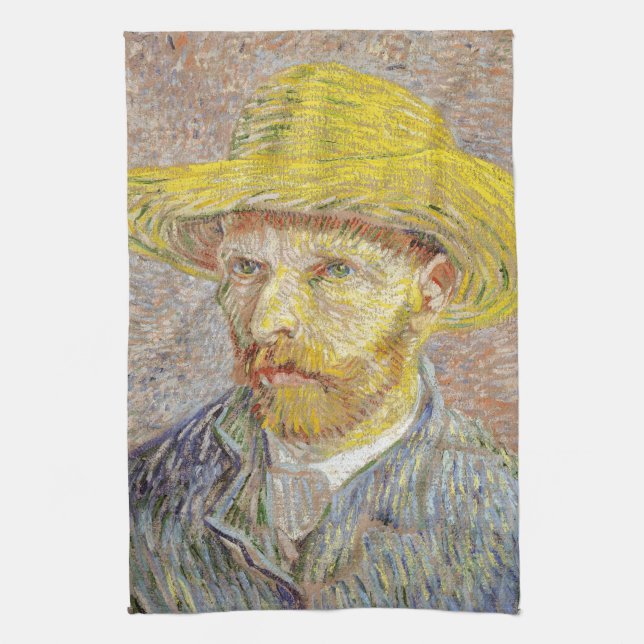 Vincent van Gogh - Self-portrait with Straw Hat Kitchen Towel (Vertical)
