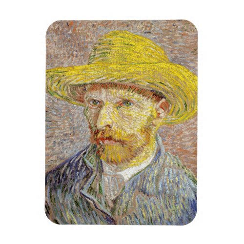 Vincent van Gogh _ Self_portrait with Straw Hat Magnet