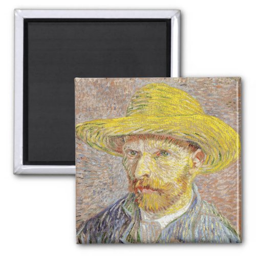 Vincent van Gogh _ Self_portrait with Straw Hat Magnet