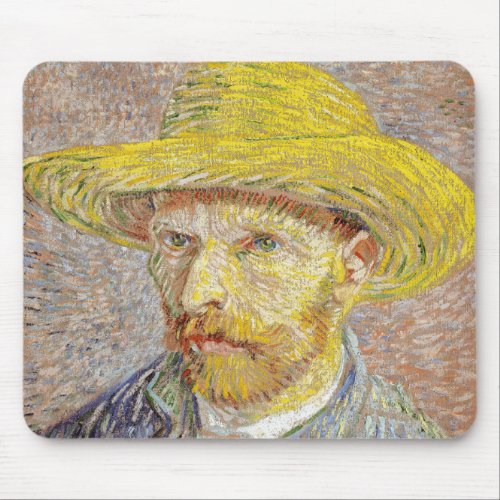 Vincent van Gogh _ Self_portrait with Straw Hat Mouse Pad