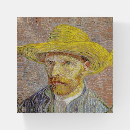 Vincent van Gogh _ Self_portrait with Straw Hat Paperweight