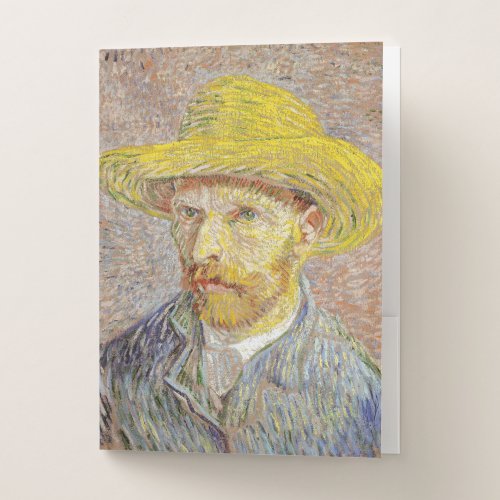Vincent van Gogh _ Self_portrait with Straw Hat Pocket Folder