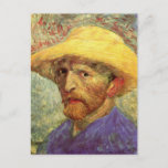 Vincent van Gogh Self Portrait with Straw Hat Postcard<br><div class="desc">Self-Portrait with Straw Hat by Vincent van Gogh is a vintage fine art post impressionism daily life portrait painting featuring the artist.. Van Gogh created many self-portraits during his lifetime, he was a prolific self-portraitist, who painted himself thirty-seven times between 1886 and 1889. In all of these self-portraits one is...</div>