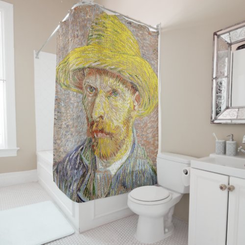 Vincent van Gogh _ Self_portrait with Straw Hat Shower Curtain
