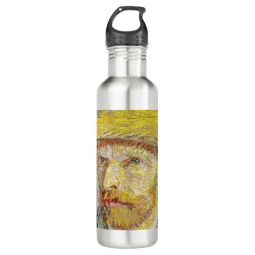 Vincent van Gogh _ Self_portrait with Straw Hat Stainless Steel Water Bottle