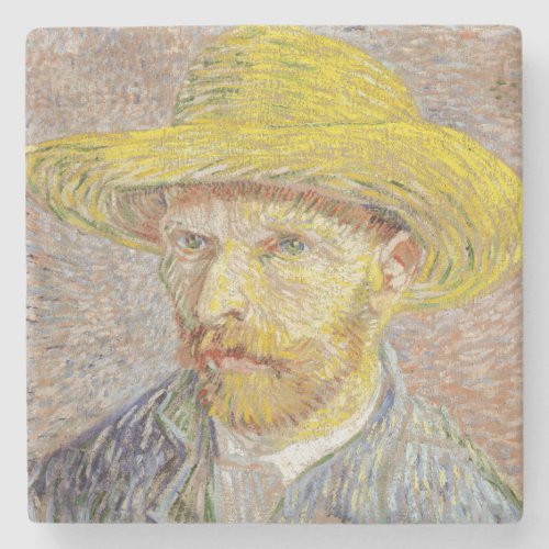 Vincent van Gogh _ Self_portrait with Straw Hat Stone Coaster