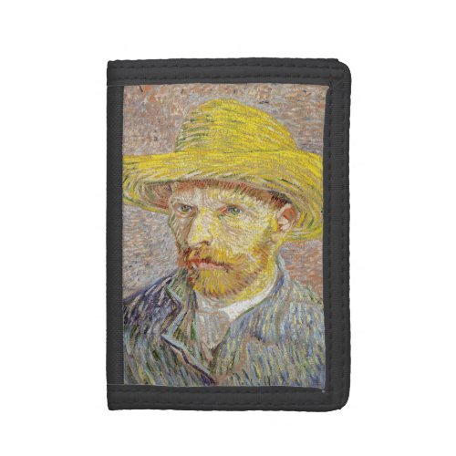 Vincent van Gogh _ Self_portrait with Straw Hat Trifold Wallet