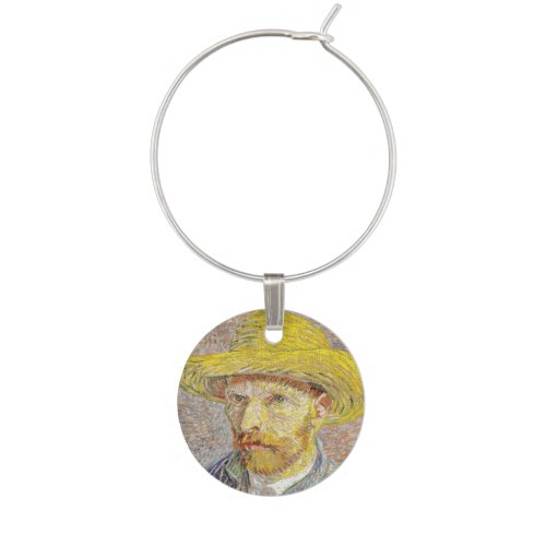 Vincent van Gogh _ Self_portrait with Straw Hat Wine Charm