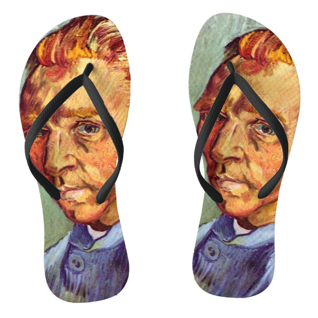 Vincent Van Gogh Self Portrait without Beard Art Flip Flops (Footbed)