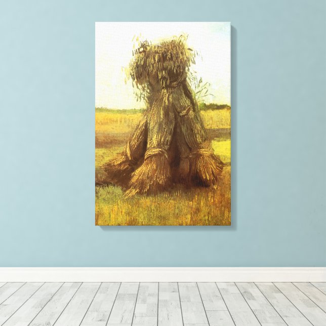 Vincent van Gogh - Sheaves of Wheat Canvas Print (Insitu(Wood Floor))