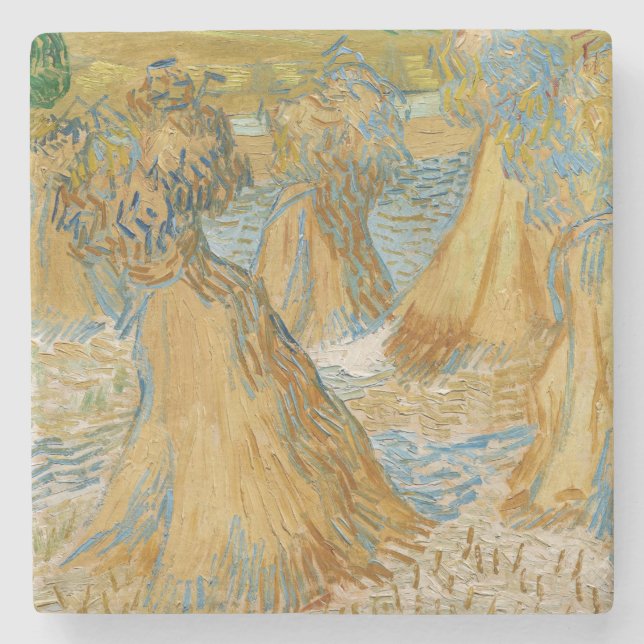 Vincent van Gogh - Sheaves of Wheat Stone Coaster (Front)
