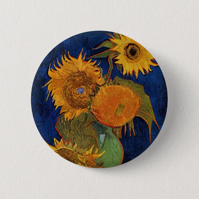 Vincent van Gogh Six Sunflowers Floral GalleryHD Button (Front)