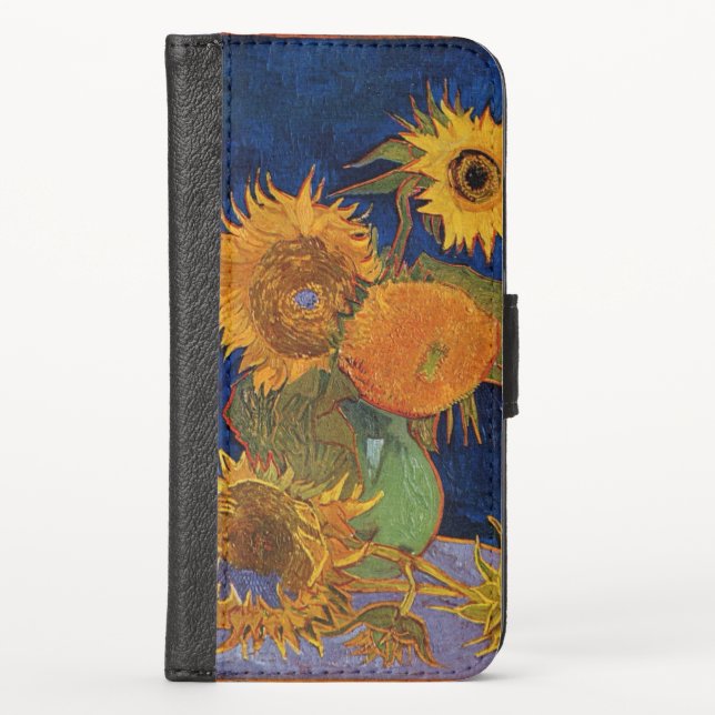 Vincent van Gogh Six Sunflowers GalleryHD Fine Art iPhone Wallet Case (Front)