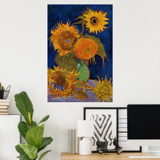 Vincent van Gogh Six Sunflowers GalleryHD Fine Art Poster | Zazzle