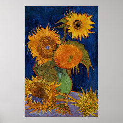 Vincent van Gogh Six Sunflowers GalleryHD Fine Art Poster | Zazzle