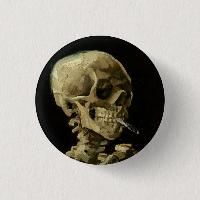 Vincent Van Gogh Skeleton with a Burning Cigarette Button (Front)