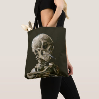 Vincent van Gogh Skull Burning Cigarette Fine Art Tote Bag