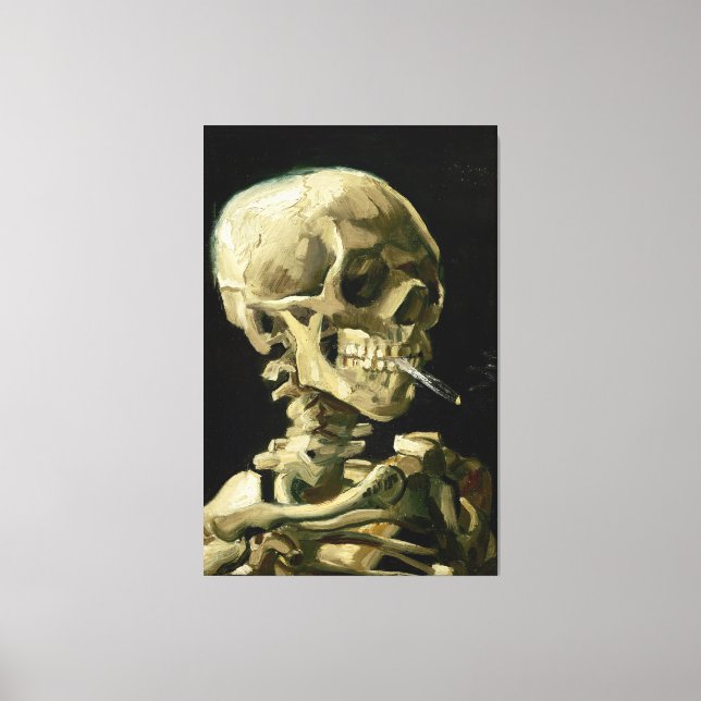 Vincent van Gogh - Skull Smoking Cigarette Canvas Print (Front)