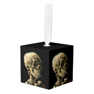Vincent van Gogh - Skull with Burning Cigaret Cube Ornament