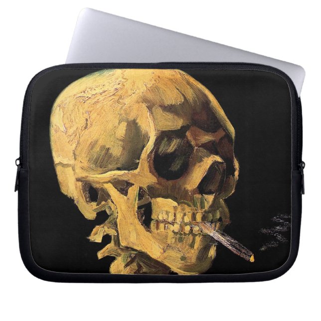 Vincent Van Gogh - Skull With Burning Cigaret Laptop Sleeve (Front)