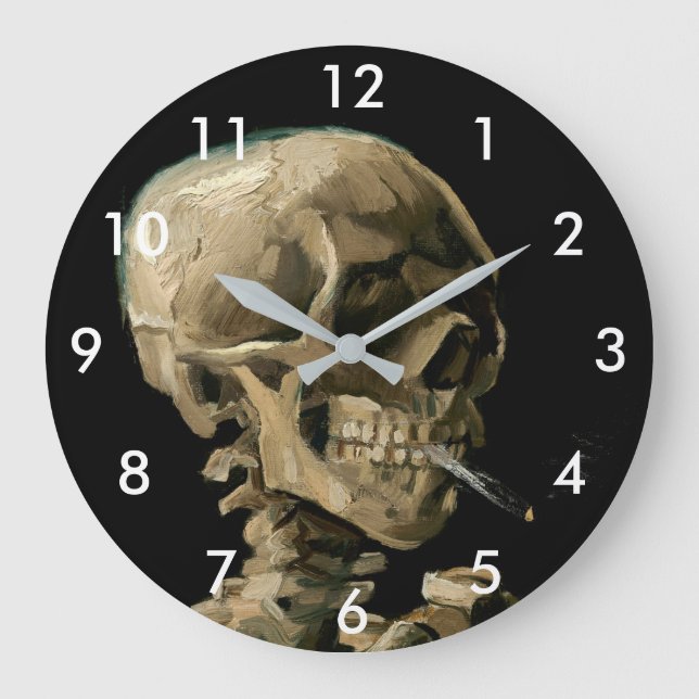 Vincent van Gogh - Skull with Burning Cigaret Large Clock (Front)