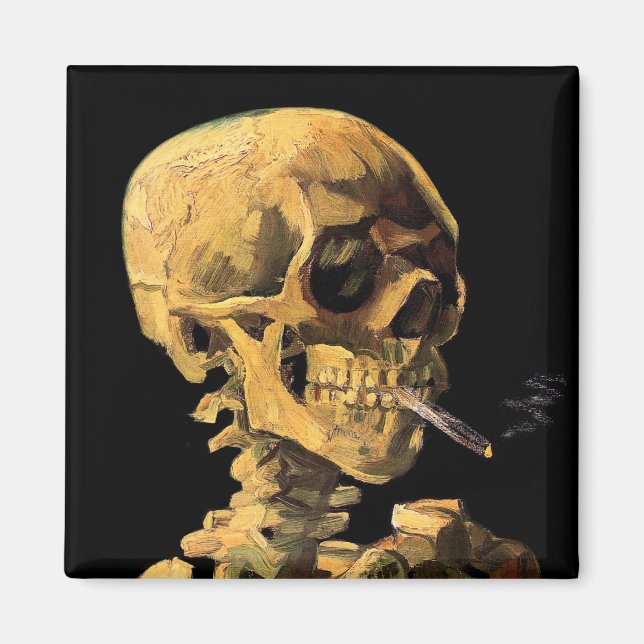 Vincent Van Gogh - Skull With Burning Cigaret Magnet (Front)
