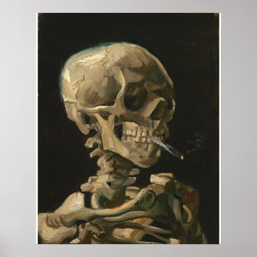 Vincent Van Gogh _ Skull with Burning Cigaret Poster