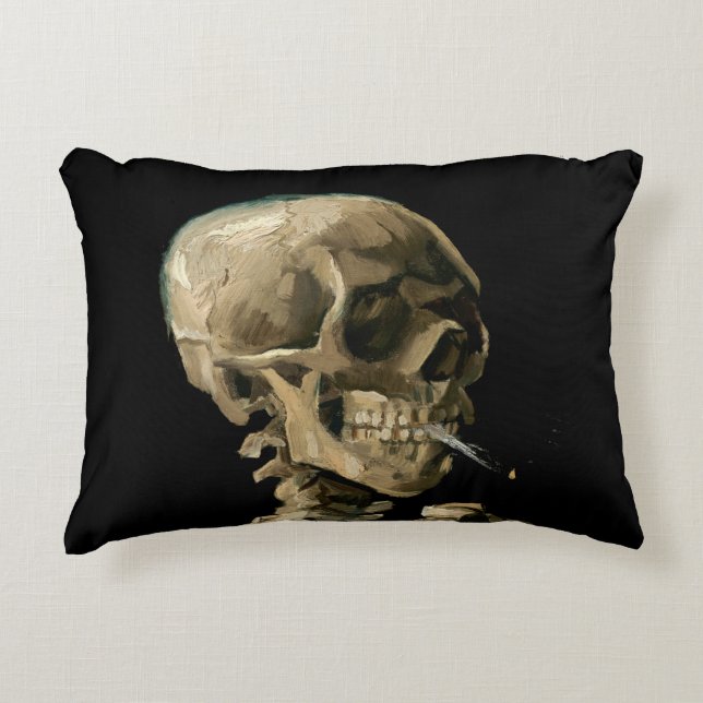 Vincent van Gogh - Skull with Burning Cigarette Accent Pillow (Front)