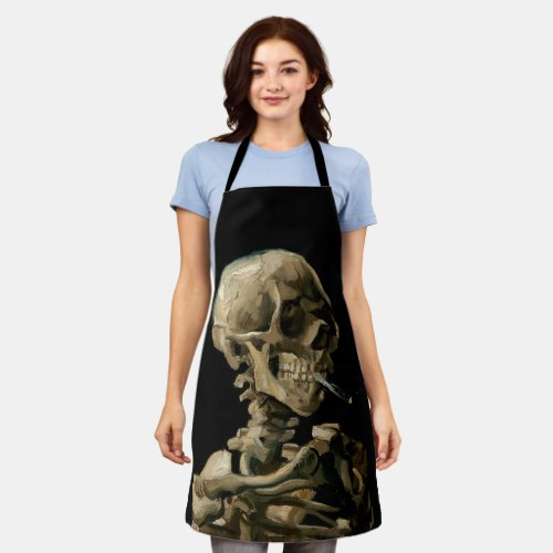 Vincent van Gogh _ Skull with Burning Cigarette Apron