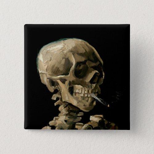 Vincent van Gogh _ Skull with Burning Cigarette Button