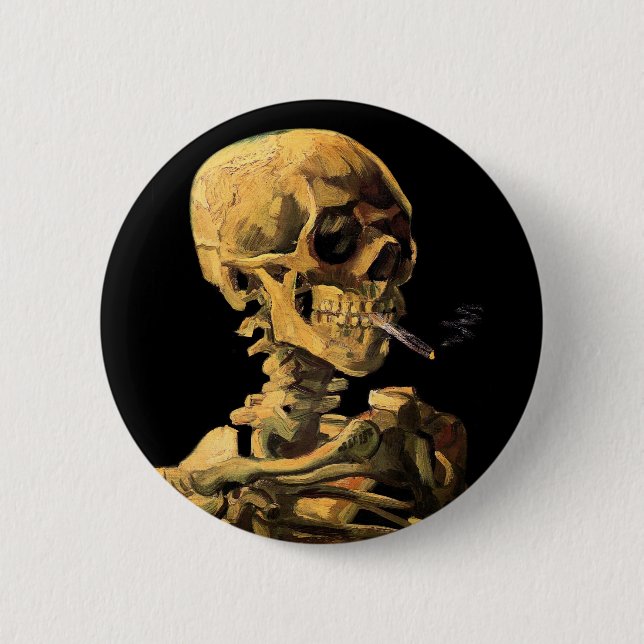 Vincent Van Gogh - Skull With Burning Cigarette Button (Front)