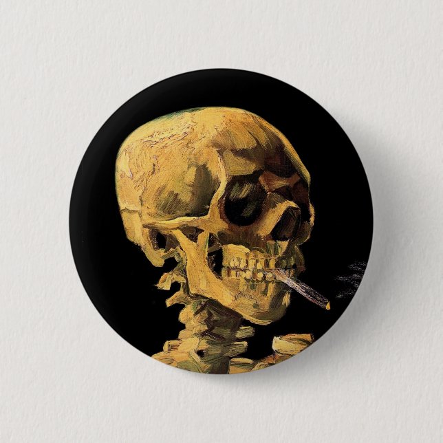 Vincent Van Gogh - Skull With Burning Cigarette Button (Front)