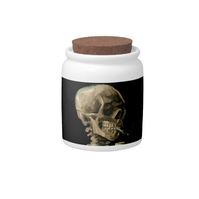 Vincent van Gogh - Skull with Burning Cigarette Candy Jar (Front)