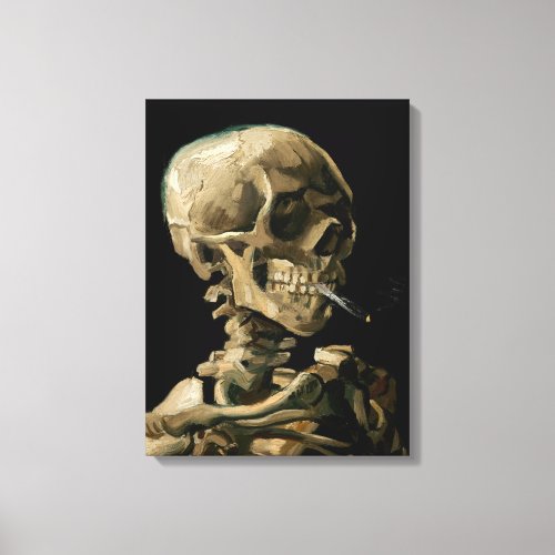 Vincent van Gogh _ Skull with Burning Cigarette Canvas Print