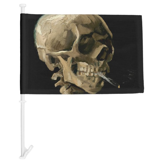 Vincent van Gogh - Skull with Burning Cigarette Car Flag (Front)