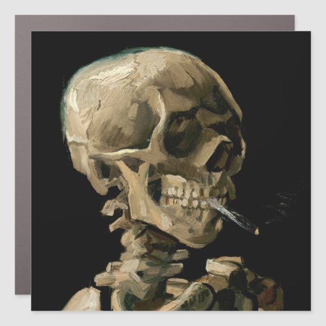 Vincent van Gogh - Skull with Burning Cigarette Car Magnet (Front)