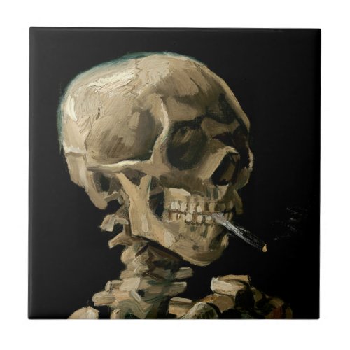 Vincent van Gogh _ Skull with Burning Cigarette Ceramic Tile