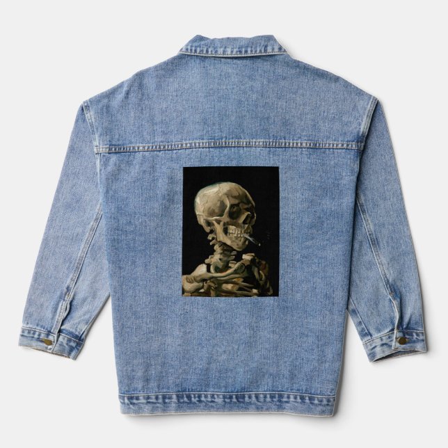 Vincent van Gogh - Skull with Burning Cigarette Denim Jacket (Back)