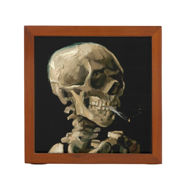 Vincent van Gogh - Skull with Burning Cigarette Desk Organizer (Front)