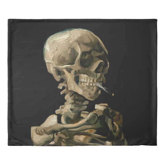 Vincent van Gogh - Skull with Burning Cigarette Duvet Cover (Front)